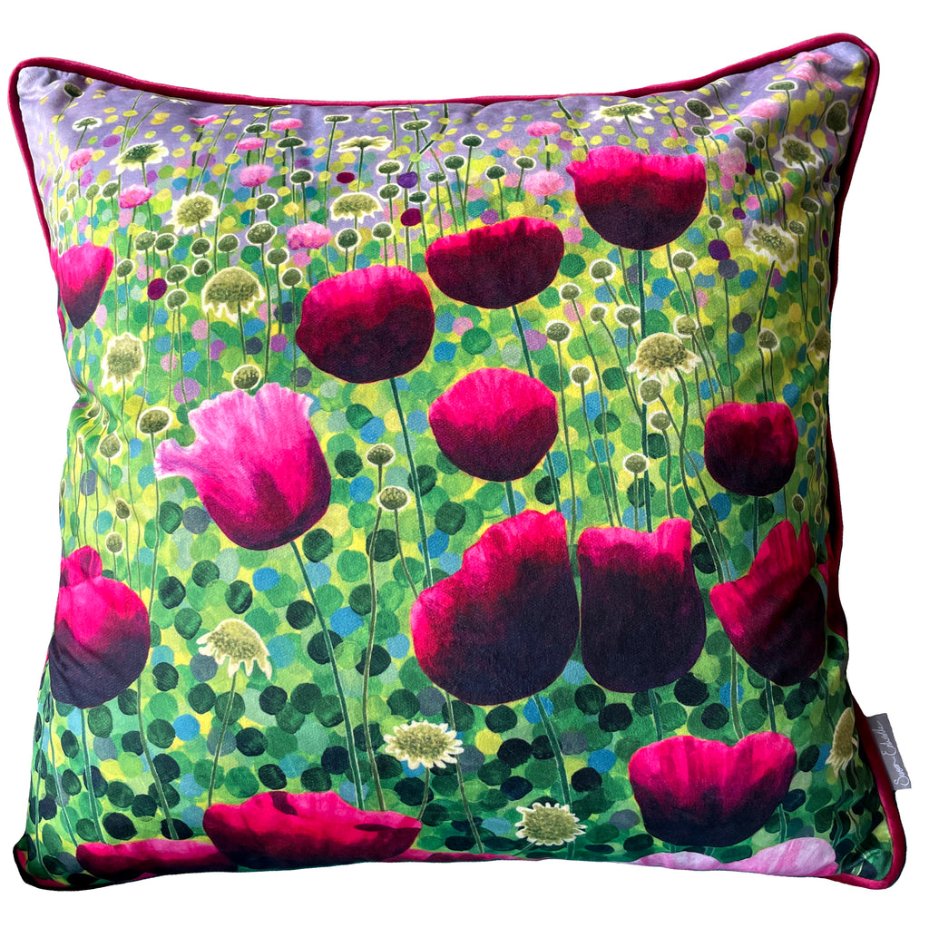 Pink Poppies Cushion NEW-Susan Entwistle