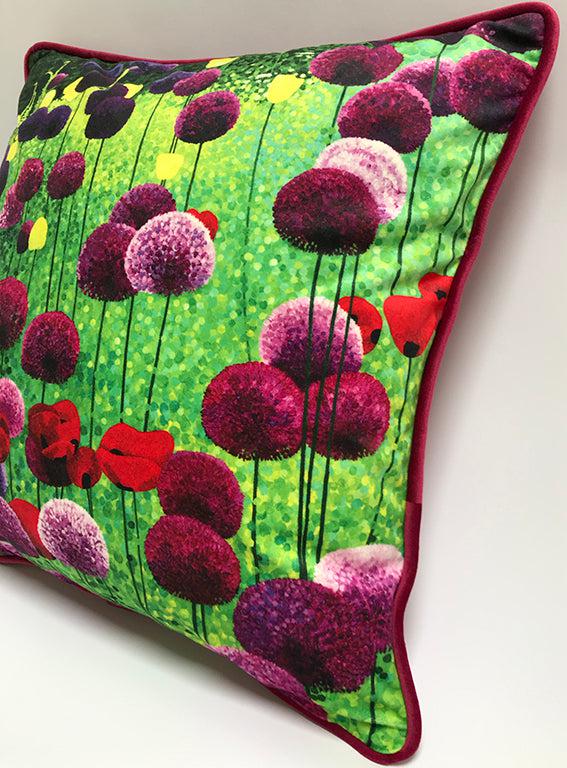 Alliums and Poppies Cushion-Susan Entwistle