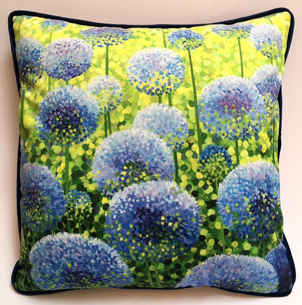 Azure Alliums Cushion-Susan Entwistle