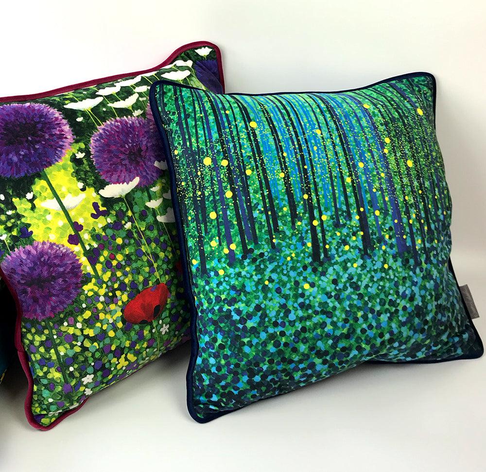 Forest Fireflies Cushion-Susan Entwistle