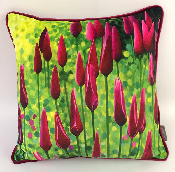 Peppermint Stick Tulips Cushion-Susan Entwistle