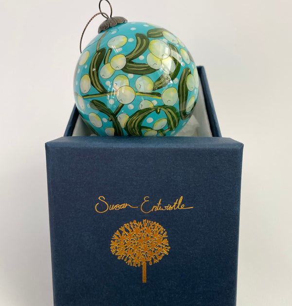 Mistletoe Glass Bauble-Susan Entwistle